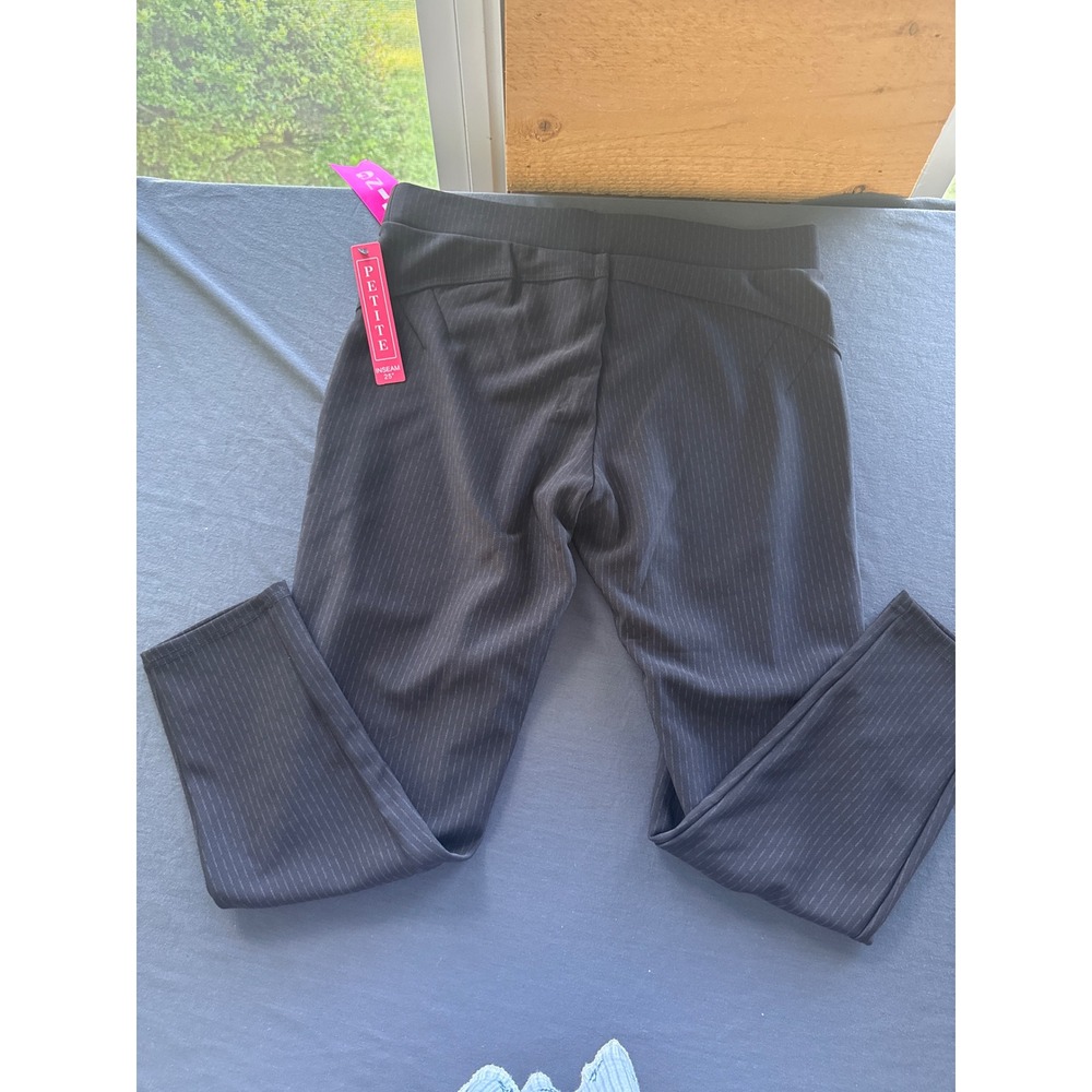 Maze Collection Scuba Slimming Pinstripe Pants Womens PL Black Petite Pull On - Picture 8 of 8